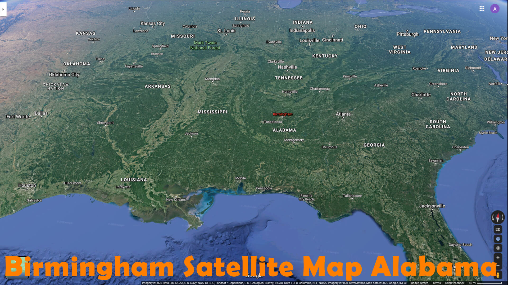 Birmingham Satellite Carte Alabama